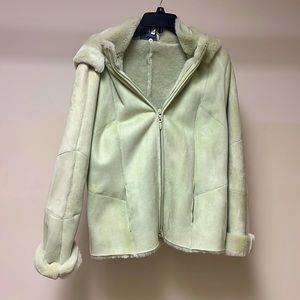 Genuine Leather Lime green winter Jacket